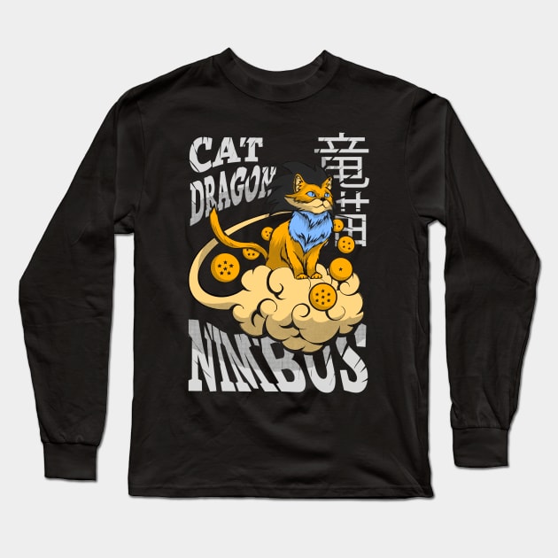 Cat Goku Dragon Nimbus Long Sleeve T-Shirt by Annavi Ilustra